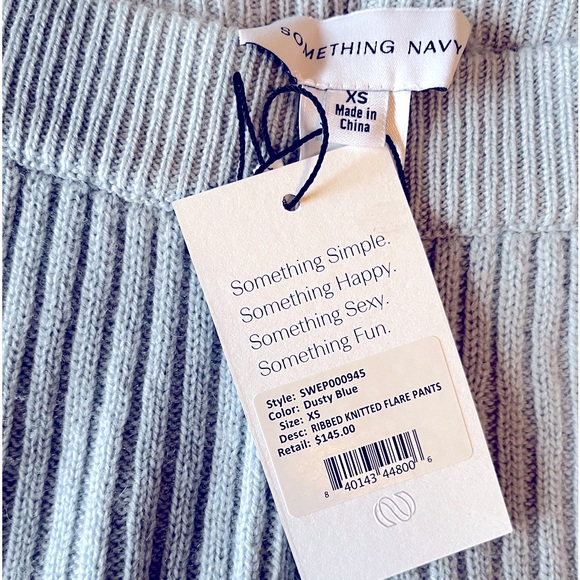 Something Navy Ribbed Knitted Flare Pants Cashmere - Picture 5 of 6